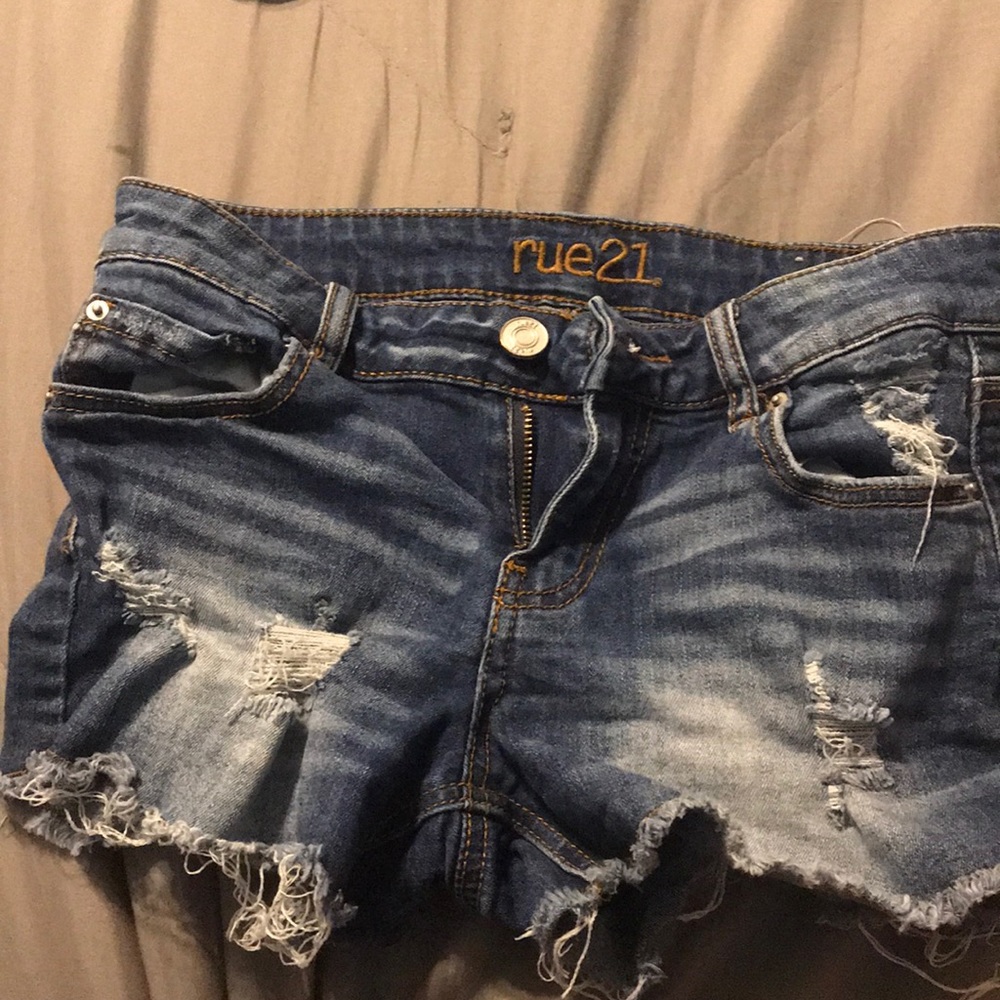 Distressed cut off jean shorts